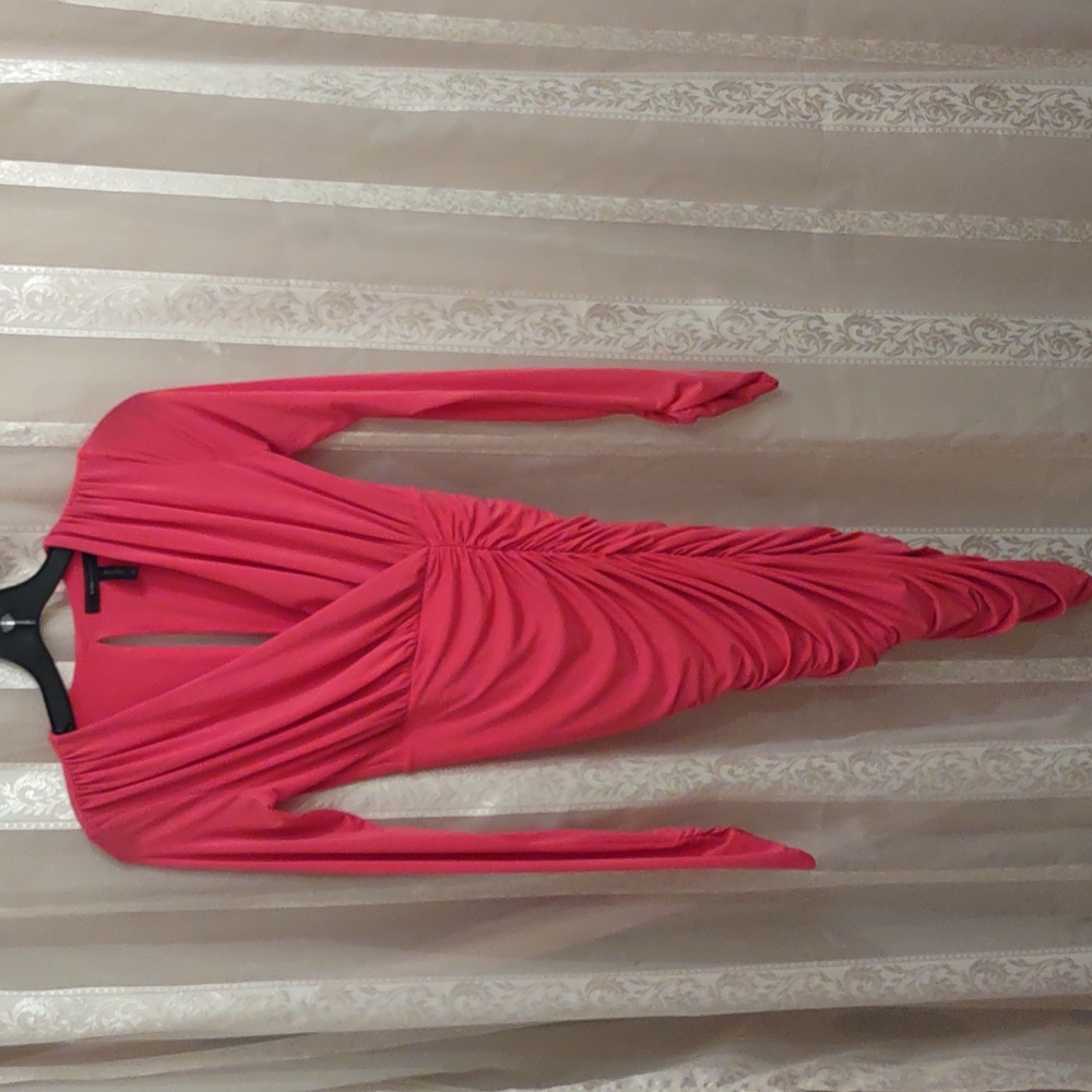 BCBGMAXAZRIA red Dalton ruched evening dress size XS